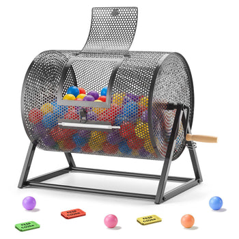 Raffle Ticket Spinner, 16.1" x 11.9" Holds 5000 Tickets or 200 Ping Pong Balls, Raffle Drum Lottery Spinning Cage with Reinforced Handle, Stable Triangular Stand, for Events, Gatherings, Black