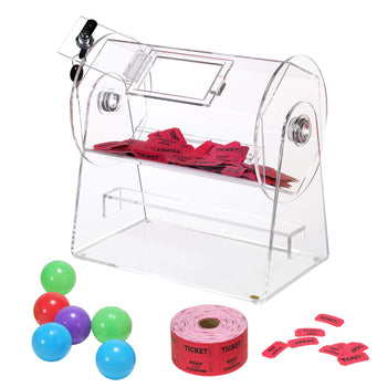 Acrylic Raffle Drum, Professional Raffle Ticket Spinning Cage with 2 Keys, Transparent Lottery Spinning Drawing, Holds 2500 Tickets or 100 Raffle Balls,Raffle Ticket Box for Lottery Games Bingo