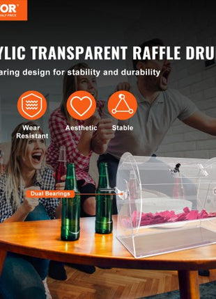 Acrylic Raffle Drum,Professional Raffle Ticket Spinning Cage with 2 Keys, Transparent Lottery Spinning Drawing, Holds 10000 Tickets or 300 Raffle Balls, Raffle Ticket Box for Lottery Games Bing