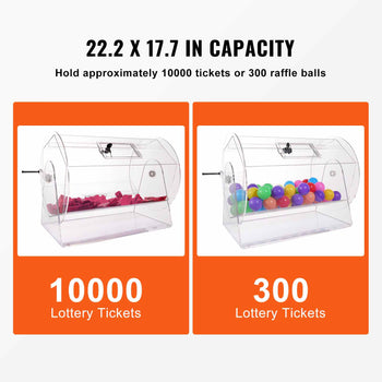 Acrylic Raffle Drum,Professional Raffle Ticket Spinning Cage with 2 Keys, Transparent Lottery Spinning Drawing, Holds 10000 Tickets or 300 Raffle Balls, Raffle Ticket Box for Lottery Games Bing