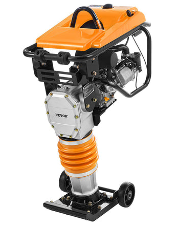Jumping Jack Compactor, 6.5 HP Vibratory Rammer Fuel-Powered 196 cc Engine Tamper, 3600 lbs Impact Force, 26" Max Compaction Depth, for Soil, Gravel, Footings, Concrete Slabs, and Foundations