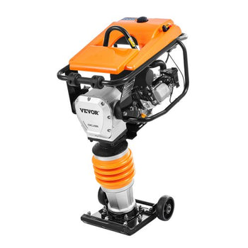 Jumping Jack Compactor, 6.5 HP Vibratory Rammer Fuel-Powered 196 cc Engine Tamper, 3600 lbs Impact Force, 26" Max Compaction Depth, Four-Spring, for Soil, Gravel, Concrete Slabs, Foundations