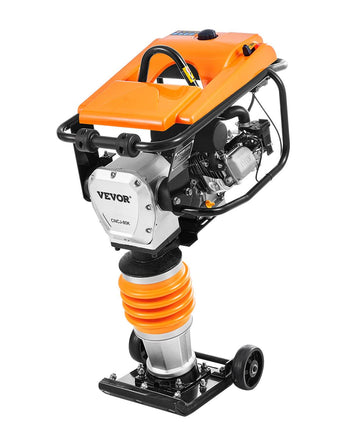 Jumping Jack Compactor, 6.5 HP Vibratory Rammer Fuel-Powered 196 cc Engine Tamper, 3600 lbs Impact Force, 26" Max Compaction Depth, Four-Spring, for Soil, Gravel, Concrete Slabs, Foundations