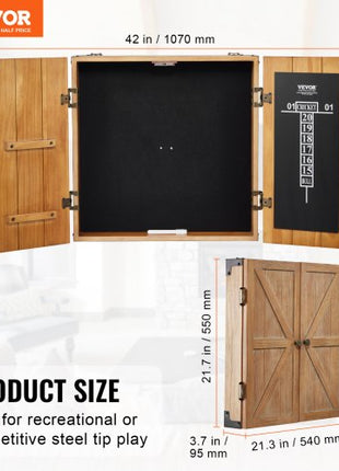 Dartboard Cabinet, Solid Wood Dartboard Cabinet Set, Official Size Hideaway Cabinet with Socreboard and Accessories, Features Easy Assembly, Perfect for Cricket Games (Dartboard Not Included)