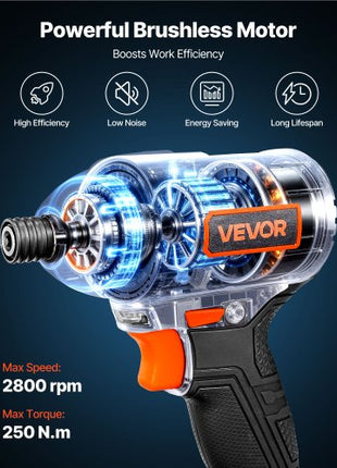Impact Driver, 1/4 Inch, 2800 RPM Max Speed, 20 V Brushless Motor, Electric Cordless Impact Driver Kit with Battery and Charger, 20 Bits, LED Work Light, for Furniture, Electrical, Home Repairs