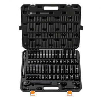Impact Socket Set, 1/2" Drive, 65-Piece Socket Set, 6 Point Sockets, SAE 3/8" to 1-1/4" and Metric 10-24 mm, Easy to Identify, with a Sturdy Storage Case, Cr-V Alloy Steel for Vehicles Repair