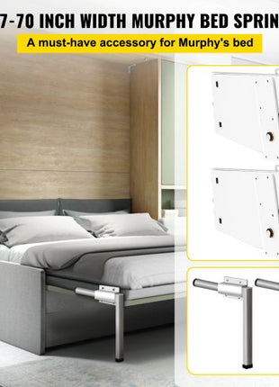 Murphy Mounting Wall Springs Mechanism Heavy Duty Support Hardware DIY Kit for King Queen Bed (Vertical), White