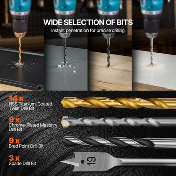 Drill Bit Set, 100 Pieces Drill and Driver Bit Set, Screwdriver Bit Set Suitable for Wood Metal Cement Drilling and Screw Driving, Drill Bit Sets Combo Kit Assorted in Organized Carrying Case