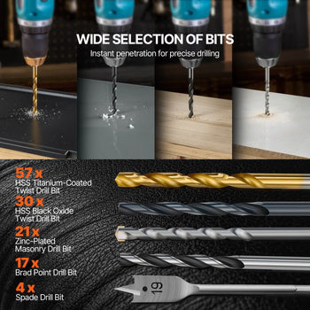 Drill Bit Set, 246 Pieces Drill and Driver Bit Set, Screwdriver Bit Set Suitable for Wood Metal Cement Drilling and Screw Driving, Drill Bit Sets Combo Kit Assorted in Organized Carrying Case