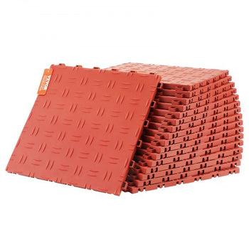 Garage Tiles Interlocking, 12 x 12 x 0.53 inch 50 Pack Garage Floor Covering Tiles, Non-Slip Double-Sided Texture Garage Flooring Tiles, for Garages, Basements, Repair Shops, Red