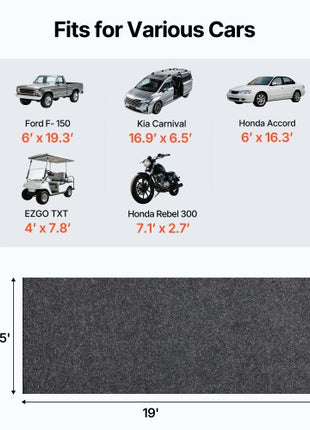 Garage Floor Mat, 7.6'x19' Waterproof Protection from Water,Snow, Rain,Mud and Oil for Cars, Non-slip Heavy Duty Containment Mat with TPE Anti-Leak Backing & Easy to Clean & Cuttable