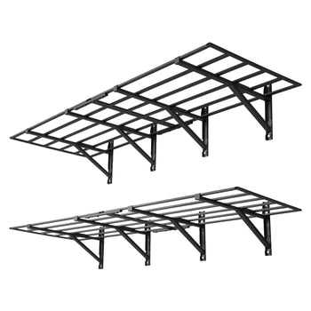 2-Tier Heavy Duty Wall Garage Shelving, 4 Pack 2 x 3 ft Steel Wall Mounted Shelving Unit, 24 x 72 Inch Per Shelf Floating Storage Metal Rack for Garage, 1600 lbs Total Weight Capacity, Black