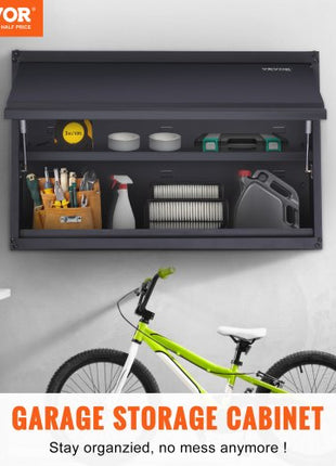 Metal Storage Cabinet, 120lbs Load Capacity per Shelf, 20'' Tall Wall-Mounted Powder-Coating Steel Garage Cabinet with Adjustable Shelf, Press to Lock & Open Door, Perfect for Office Home Garage