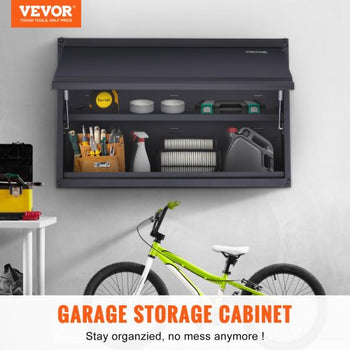 Metal Storage Cabinet, 120lbs Load Capacity per Shelf, 20'' Tall Wall-Mounted Powder-Coating Steel Garage Cabinet with Adjustable Shelf, Press to Lock & Open Door, Perfect for Office Home Garage