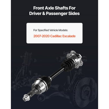 CV Axle Shaft Assembly, Front Left or Right Side (Driver or Passenger Side), Automotive Replacement CV Joint Axle Shaft Compatible with 2007-2020 Cadillac Escalade, Alloy Steel & Carbon Steel