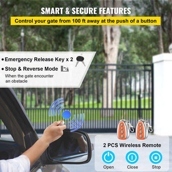 Sliding Gate Opener 3300 LBS Automatic Sliding Gate, Gate Opener Motor with 2 Remote Controls, 230 ft Remote Distance Driveway Rolling Gate, Automatic Sliding Gate Opener for Sliding Gate