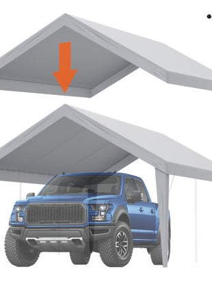 Carport Replacement Canopy Cover 13 x 20 ft, Garage Top Tent Shelter Tarp Heavy-Duty Waterproof & UV Protected, Easy Installation with Ball Bungees,Grey (Only Top Cover, Frame Not Include)