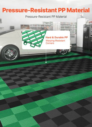 Interlocking Drainage Mat, 50 Pcs Modular Interlocking Cushion, 12 x 12 Splicing Drainage Mats, Non-Slip Green PP Drainage Floor Tile and Shower Mat, for Garage, Garden, Kitchen & Outdoor