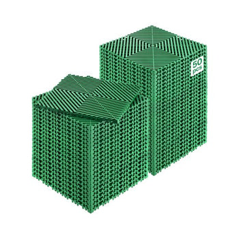 Interlocking Drainage Mat, 50 Pcs Modular Interlocking Cushion, 12 x 12 Splicing Drainage Mats, Non-Slip Green PP Drainage Floor Tile and Shower Mat, for Garage, Garden, Kitchen & Outdoor