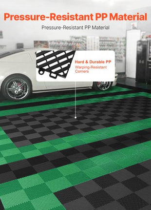 Interlocking Drainage Mat, 12 x 12 Modular Interlocking Cushion, 50 Pcs Splicing Drainage Mats, Non-Slip Black PP Drainage Floor Tile and Shower Mat, for Garage, Garden, Kitchen & Outdoor