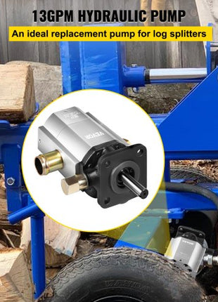 Hydraulic Log Splitter Pump, 13GPM, 2 Stage 3000PSI Wood Log Splitter Pump, 1'' Inlet 1/2'' NPT Outlet 3600 RPM Aluminum Hydraulic Gear Pump, for Small Engine Mounting Log Splitters Snowplow
