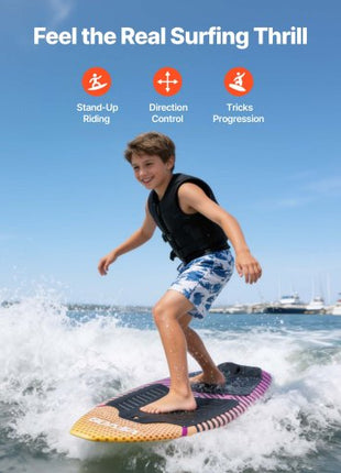 45-Inch Wakesurf Board, Wake Surfing Board with EPS Foam Core &  EVA Non-Slip Pad, UV-Resistant Wakesurfing Boards for Youth Up to 110 lbs