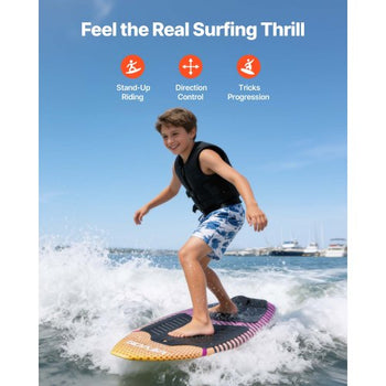 45-Inch Wakesurf Board, Wake Surfing Board with EPS Foam Core &  EVA Non-Slip Pad, UV-Resistant Wakesurfing Boards for Youth Up to 110 lbs