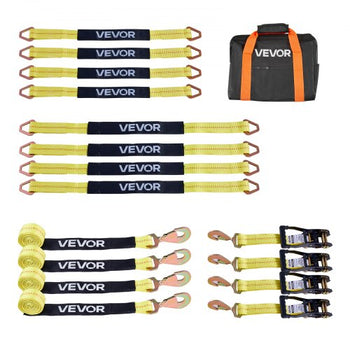 Wheel Chock Tie-Down Kit, Axle Type Trailer Tie Down Strap, Car Tie Down Kit with Break Strength 10009 lbs, Working Load 3333 lbs, Trailer Ratchet Strap for ATV, UTV, & Heavy-Duty Pickup Trucks
