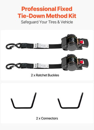 Wheel Chock Tie-Down Kit, Fixed Trailer Tie Down Strap, Car Tie Down Kit with S-Hook, Break Strength 1649 lbs & Working Load 550 lbs Motorcycle Tie-Down System for Trailers, Boats, Snowmobiles