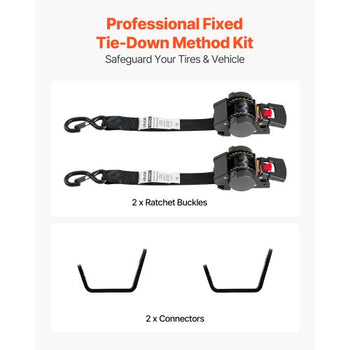 Wheel Chock Tie-Down Kit, Fixed Trailer Tie Down Strap, Car Tie Down Kit with S-Hook, Break Strength 1649 lbs & Working Load 550 lbs Motorcycle Tie-Down System for Trailers, Boats, Snowmobiles