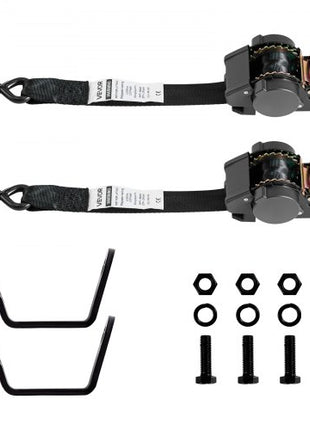 Wheel Chock Tie-Down Kit, Fixed Trailer Tie Down Strap, Car Tie Down Kit with S-Hook, Break Strength 1649 lbs & Working Load 550 lbs Motorcycle Tie-Down System for Trailers, Boats, Snowmobiles