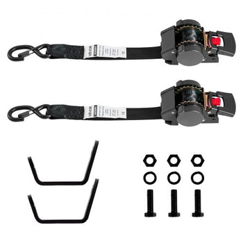 Wheel Chock Tie-Down Kit, Fixed Trailer Tie Down Strap, Car Tie Down Kit with S-Hook, Break Strength 1649 lbs & Working Load 550 lbs Motorcycle Tie-Down System for Trailers, Boats, Snowmobiles