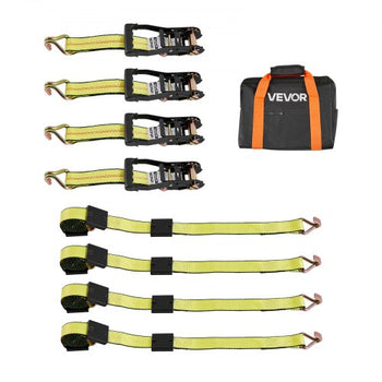 Wheel Chock Tie-Down Kit, Deck-Style Trailer Tie Down Strap, Car Tie Down Kit with J-Hook, Break Strength 10009 lbs & Working Load 3333 lbs Motorcycle Tie-Down System for SUVs, Trailers, Trucks