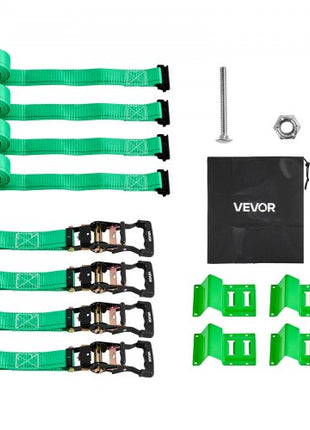 Wheel Chock Tie-Down Kit, Chock-Style Trailer Tie Down Strap, Car Tie Down Kit with Buckle, Break Strength 4380 lbs & Working Load 1460 lbs Motorcycle Tie-Down System E-Hooks for ATVs, UTVs
