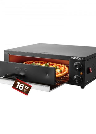 Electric Pizza Oven, 16 in Countertop Pizza Oven, 77 to 572°F Temp Range, 1750W Indoor Pizzas Maker w/Timing & Temp Control, Pizzas Cooker w/Dual Heat Tube, Grill Rack, for Kitchen & Commercial
