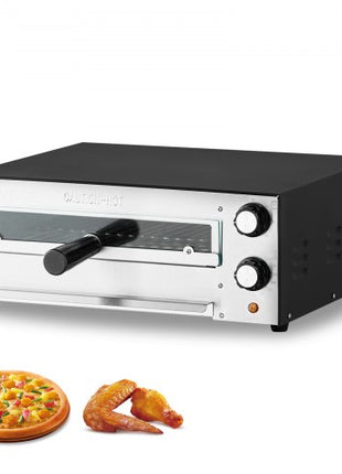 Electric Pizza Oven, 12-inch Countertops Pizza Ovens, 572°F Max Temp, 1450W Indoor Pizzas Maker w/Timing & Temp Control, Pizza Cooker w/Dual Heat Tube, Crumb Tray, for Diner and Home Kitchen