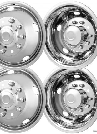 19.5-inch 10 Lug Wheel Simulators, 304 Stainless Steel Wheel Simulator Kit with Mirror Polished Finish, 2 Front and 2 Rear Wheel Covers Fit for For Ford F450/F550 (2005-2020), 4 pcs
