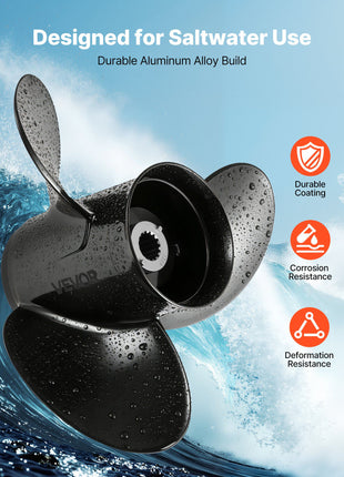 Outboard Propeller, Upgrade OEM 15 Spline Tooth Aluminum Outboard Boat Propeller Fit Mercury/Mariner Engines 90-400 HP, 4-3/4" Gearcase, 3-Blade, RH (Right Hand Rotation), OEM No. 48-832832A45