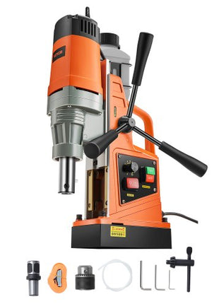 Magnetic Drill, 1550W Motor 2 in Boring Diameter, 2922 lbf Portable Electric Mag Drill Press, 0-500 RPM Variable Speed, Drilling Machine for Metal Surface, Industrial and Home Improvement
