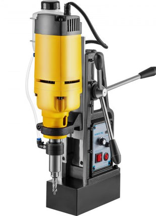 Mag Drill, 0-300 RPM Stepless Speed Electromagnetic Drill Press, 2\" Depth 2\" Dia Magnetic Core Drill, 2922lbf Boring Tool Drill Press, 1680 Watts Drill Press, Yellow and Black Drill Machine