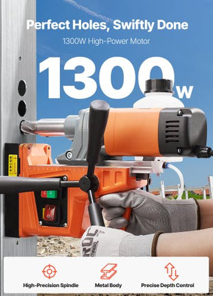Magnetic Drill, 1300W Motor 1.6 in Boring Diameter, 2810 lbf Portable Electric Mag Drill Press, 810 RPM No-Load Speed, Drilling Machine for Metal Surface, Industrial and Home Improvement