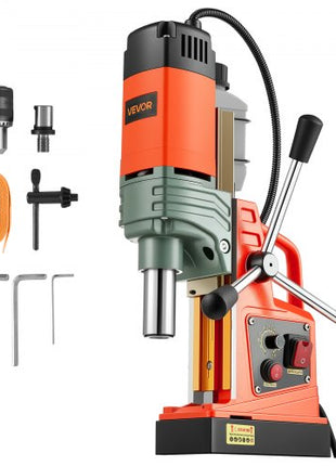 Magnetic Drill Press, 1400 W, 2 in Boring Diameter, 2810 lbf Power Portable Mag Drill Press, 0800 RPM Adjustable Speed, with Weldon Shank, for Metal Surface, Industrial and Home Improvement