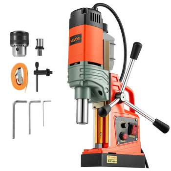 Magnetic Drill Press, 1400 W, 2 in Boring Diameter, 2810 lbf Power Portable Mag Drill Press, 0800 RPM Adjustable Speed, with Weldon Shank, for Metal Surface, Industrial and Home Improvement