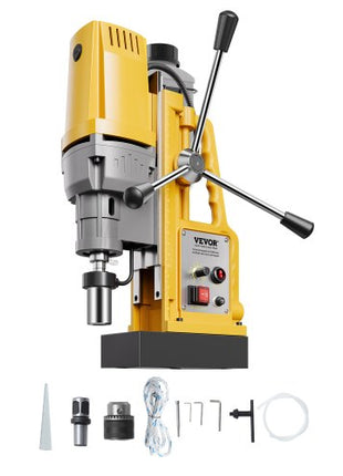 Magnetic Drill, 1400W Motor 2 in Boring Diameter, 2922 lbf Portable Electric Mag Drill Press, 0-750 RPM Variable Speed, Drilling Machine for Metal Surface, Industrial and Home Improvement