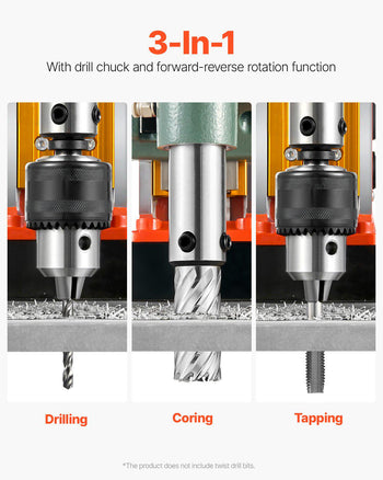 Magnetic Drill, 1450W Motor 2 in Coring Diameter, 2922 lbf Magnetic Force, Portable Electric Mag Drill Press with 6 Coring Bits, Variable Speed, Drilling Machine for Metal Surface, Industrial