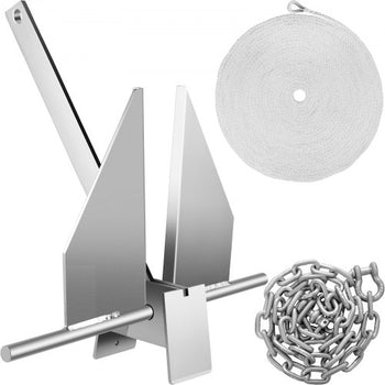 Boat Anchor Kit 8.5 lb Fluke Style Anchor, Hot Dipped Galvanized Steel Fluke Anchor, Marine Anchor with Anchor, Rope, Shackles, Chain for Boat Mooring on The Beach, Boats from 15\'-24\'