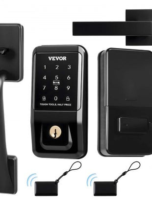Keyless Entry Door Lock with Handle Set, Touchpad Electronic Deadbolt with IC Card, Customizable User Codes, Keyed Entry, Auto Lock, Anti-Peeking Password, Backlit, for Home, Matte Black