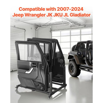 Jeep Door Storage Cart, 4 Doors Moveable Storage Cart Rack with Thickened Rubber Cushion, Sturdy Car Door Holder Cart Fit for Jeep Wrangler JK JKU JL Gladiator
