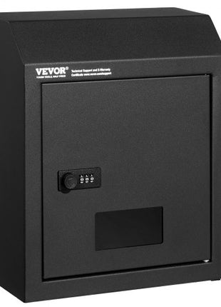 Through The Door Key Drop Box, Heavy Duty Steel Through the Door Mailbox with 12" Combination Lock, Mail Drop Box, Black