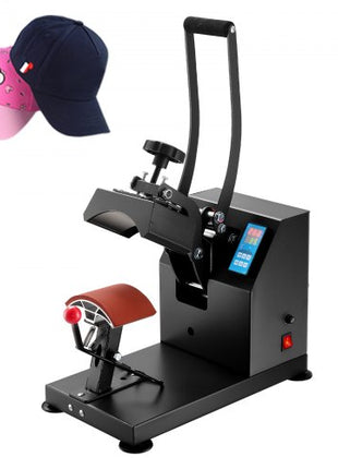 Heat Press 6x3.75Inch Curved Element Hat Press Clamshell Design Heat Press for Hats Rigid Steel Frame No Stick Digital LCD Timer and Temperature Control (6x3.75Inch Clamshell Design)